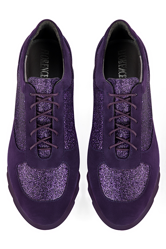 Amethyst purple women's open back shoes. Round toe. Low rubber soles. Top view - Florence KOOIJMAN